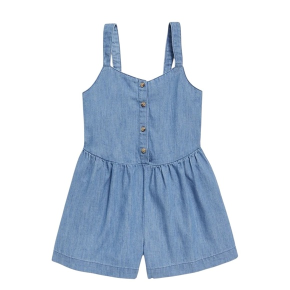 Old Navy Other - Old Navy Sleeveless Button-Front Jean Romper for Girls Medium Wash Size Medium